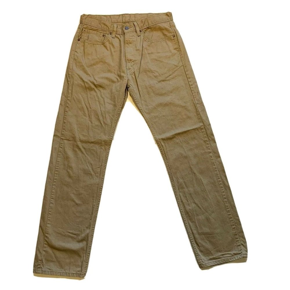 Levi's 505 Jeans Mens 34x34 Regular Fit Straight Leg Khaki Cotton White Tab‎